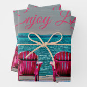 アディロンドックビーチチェア素朴ティール（緑がかった色）楽しむライフ ラッピングペーパーシート (インサイチュ)