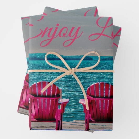 アディロンドックビーチチェア素朴ティール（緑がかった色）楽しむライフ ラッピングペーパーシート (インサイチュ)