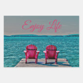 アディロンドックビーチチェア素朴ティール(緑がかった色)楽しむライフ ラッピングペーパーシート (正面)