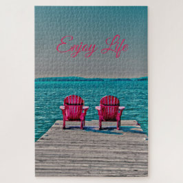 アディロンドック楽しむチェアライフコテージ素朴レイク ジグソーパズル