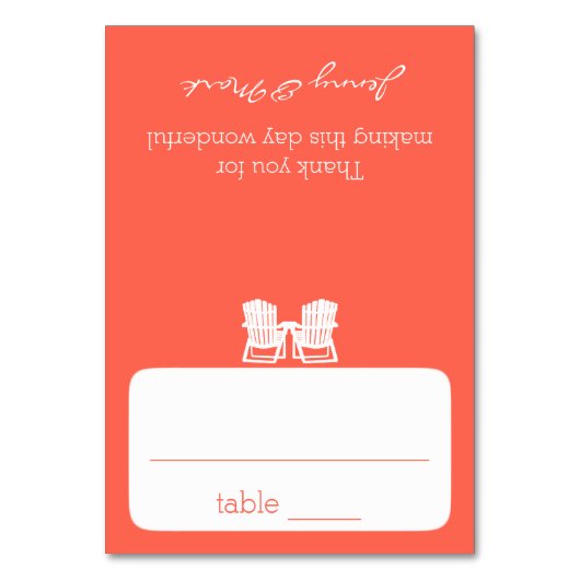 アディロンドバックチェアコーラルシーティングカード テーブルナンバー (正面)