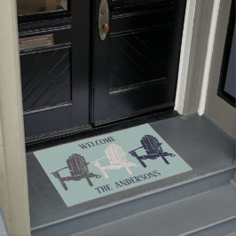 アディロンドバックチェアネイビーブルーパーソナライズされた&アクア ドアマット