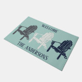 アディロンドバックチェアネイビーブルーパーソナライズされた&アクア ドアマット (アングル)