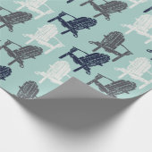 アディロンドバックチェアネイビーブルー、アクア、グレイパターン(の模様が)ある ラッピングペーパー (角)