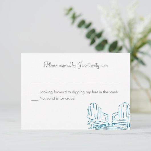 アディロンドバックチェア結婚式招待状RSVP 出欠カード (スタンド正面)