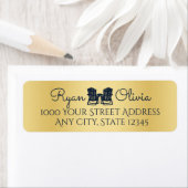 アディロンドバックチェア金ゴールドとネイビーブルー ラベル (インサイチュ)