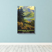 アディロンドラック山湖プラシドヴィンテージポスターレ キャンバスプリント (インサイチュ (ウッドフロア))