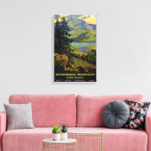 アディロンドラック山湖プラシドヴィンテージポスターレ キャンバスプリント (インサイチュ (リビング))
