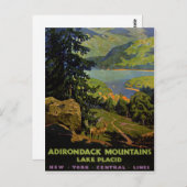 アディロンドラック山湖プラシドヴィンテージポスターレ ポストカード (正面/裏面)