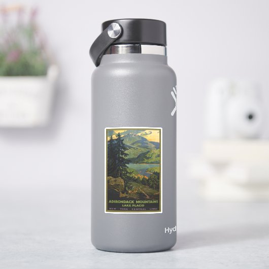 アディロンドラック山脈のヴィンテージ旅行ポスター シール (HydroFlask)