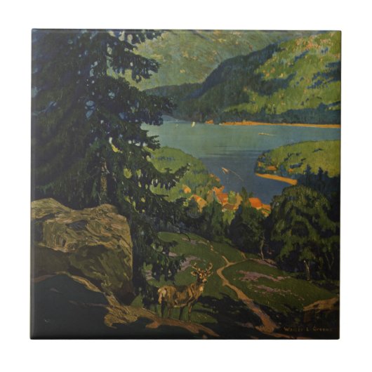 アディロンドラック山脈のヴィンテージ旅行ポスター タイル (正面)