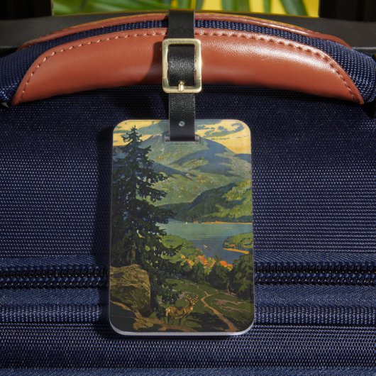 アディロンドラック山脈のヴィンテージ旅行ポスター ラゲッジタグ (正面インサイチュ2)