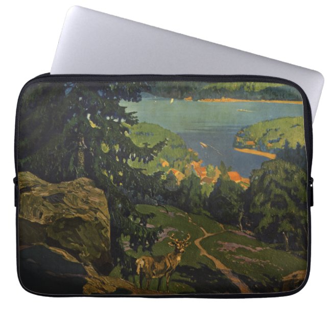 アディロンドラック山脈のヴィンテージ旅行ポスター ラップトップスリーブ (正面)