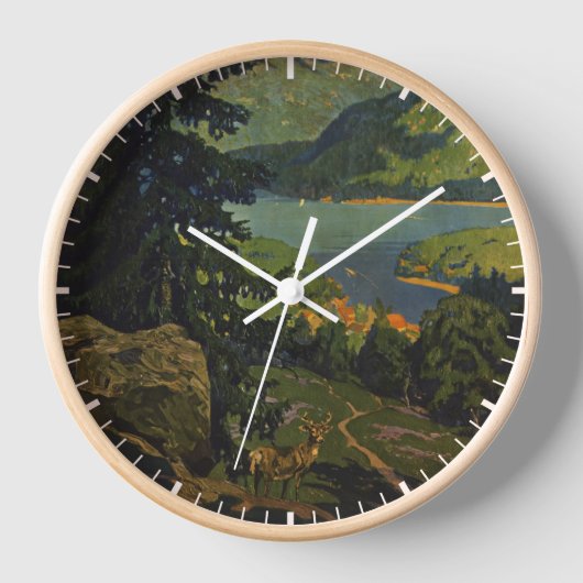 アディロンドラック山脈のヴィンテージ旅行ポスター 壁時計 (正面)