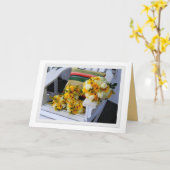 アディロ結婚ンドバックチェアの花束グリーティングカード カード (黄色い花)
