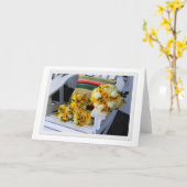 アディロ結婚ンドバックチェアの花束グリーティングカード カード (黄色い花)
