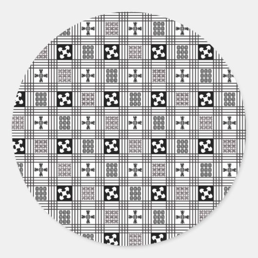 アディンクラ西アフリカの織物 ラウンドシール (正面)