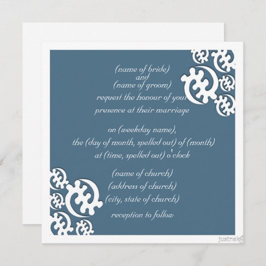 アディンクラ·ギー·ニャメ(神を除く)アゲート·ブルー 招待状 (正面/裏面)