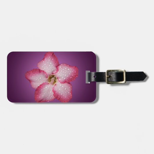 アデニムピンクの花フローラグラジエントバイオレット ラゲッジタグ (正面横)
