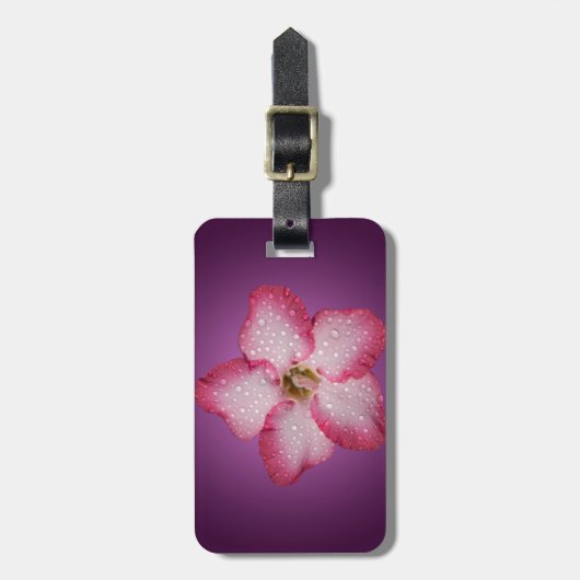アデニムピンクの花フローラグラジエントバイオレット ラゲッジタグ (正面縦)