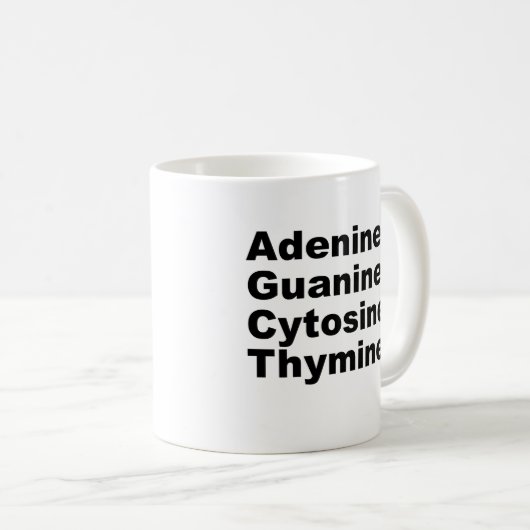アデニングアニンシトシンチミンDNAヌクレオチド コーヒーマグカップ (正面右)