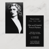 アデラのエレガントな白黒ヴィンテージの写真 名刺 (正面/裏面)