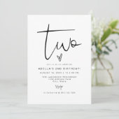 アデラ モダン ミニマル 二枚の写真 2歳の誕生日 招待状 (スタンド正面)