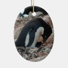 アデリーペンギンのクリスマスのオーナメント セラミックオーナメント