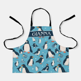 アデリーペンギンパステルパタカラフルーン エプロン