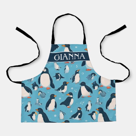 アデリーペンギンパステルパタカラフルーン エプロン (正面)