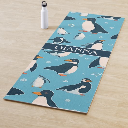 アデリーペンギンパステルパタカラフルーン ヨガマット (インサイチュ)