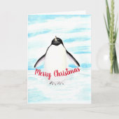 アデリーペンギンメリークリスマスウォーターのカラーカード カード (正面)