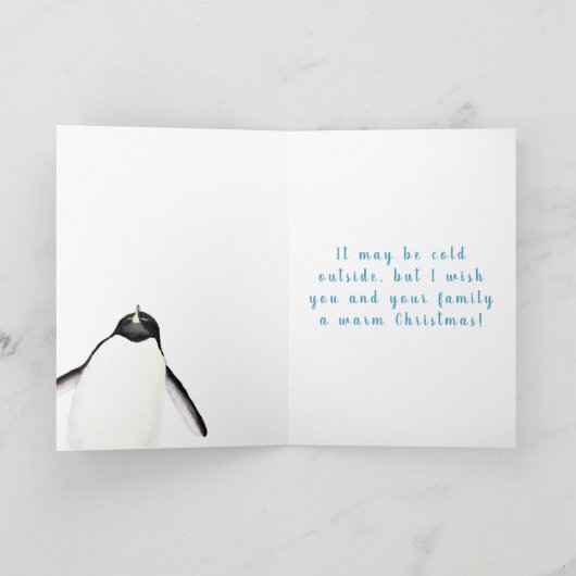 アデリーペンギンメリークリスマスウォーターのカラーカード カード (内部)