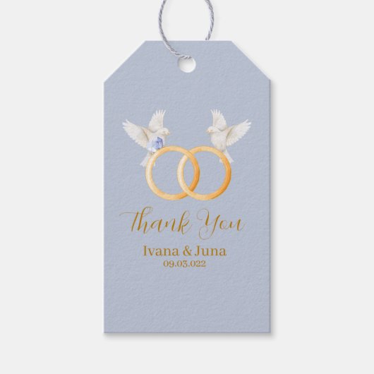 アデルシンプルデュスクブルー結婚カップル ギフトタグ (正面)