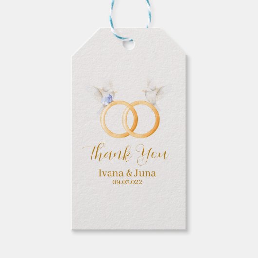 アデルシンプルデュスクブルー結婚カップル ギフトタグ (正面)