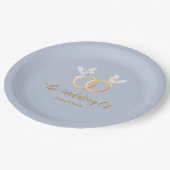 アデルシンプルデュスクブルー結婚カップル ペーパープレート (アングル)