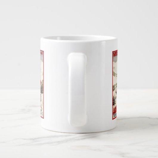 アデルボデンのポスターを見渡す女性スキーヤー ジャンボコーヒーマグカップ (裏面)