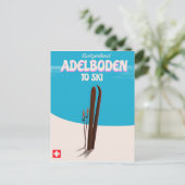 アデルボデンスイスのスキー旅行ポスター ポストカード (スタンド正面)