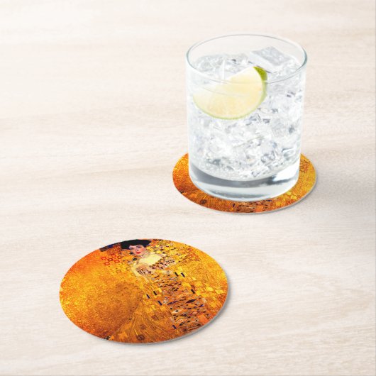 アデル・ブロッホ・バウアーのグスタフクリムトポートレート ラウンドペーパーコースター (インサイチュ)