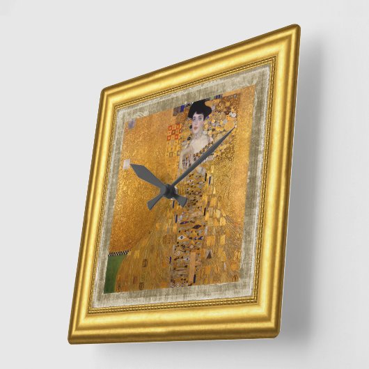アデル、女を金で、グスタフ・クリムト、キャンバス、額縁 スクエア壁時計 (傾斜)