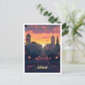 アデレードオーストラリアアートヴィンテージトラベルイラストレーション ポストカード (スタンド正面)