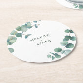 アデレード水の色ユーカリ結婚ス ラウンドペーパーコースター (アングル)