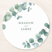 アデレード水の色ユーカリ結婚ス ラウンドペーパーコースター (正面)