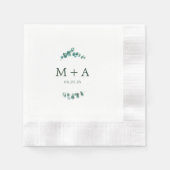 アデレード結婚モノグラム 縁ありカクテルナプキン (正面)