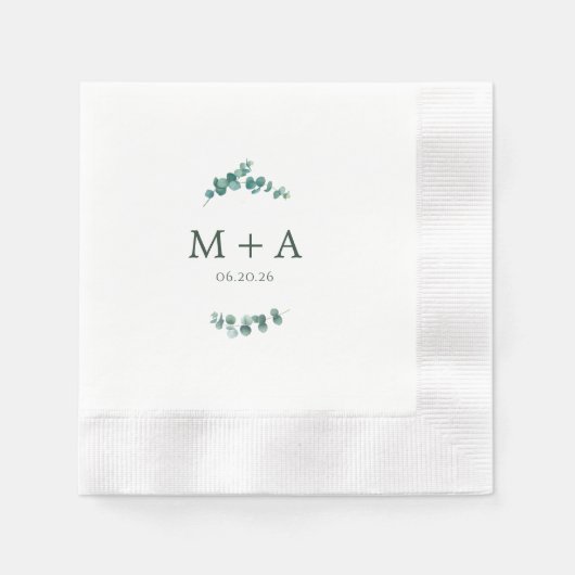 アデレード結婚モノグラム 縁ありカクテルナプキン (正面)