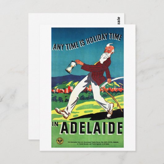 アデレード・オーストラリア・ヴィンテージ旅行ポスター復元 ポストカード (正面/裏面)