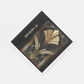 アトエレガントルデコブラック&金ゴールドナプキンパーソナライズされた スタンダードランチョンナプキン (角)