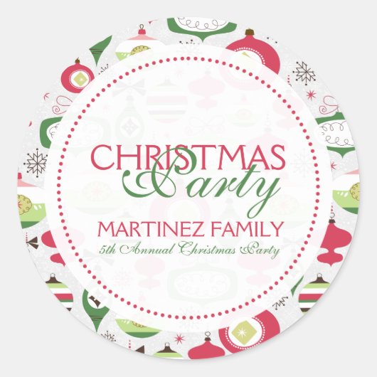 アトカラフルルデコクリスマスオーナメント ラウンドシール (正面)