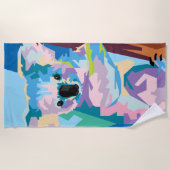 アトカラフルルポップ・アートのコアラポートレート ビーチタオル (正面)