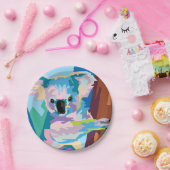 アトカラフルルポップ・アートのコアラポートレート ペーパープレート (パーティー)